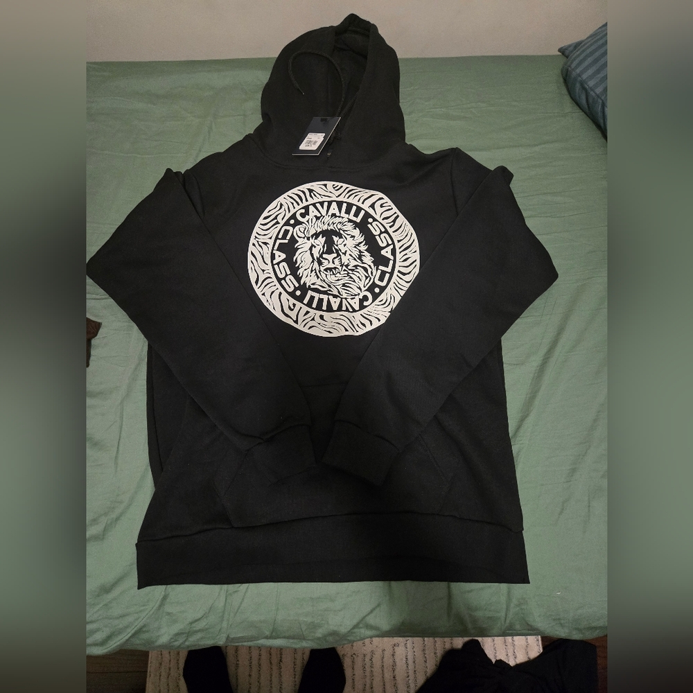 Cavalli Class Black Graphic Hoodie